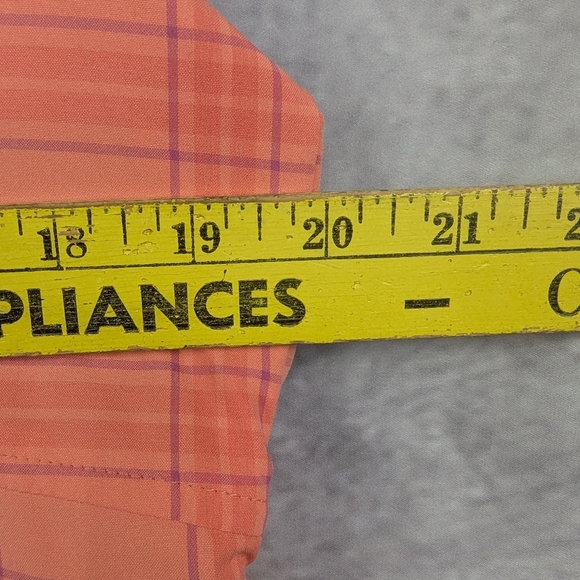 Title Nine Tuolumne Tech XS Button Down Shirt In Coral Plaid - Picture 12 of 13